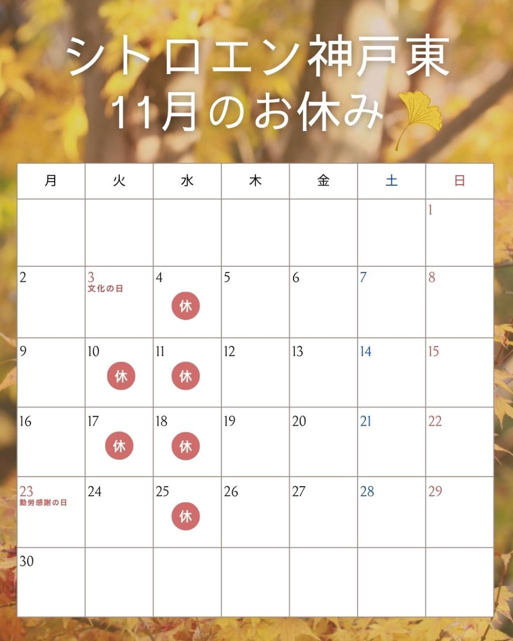 11月のお休みのお知らせ